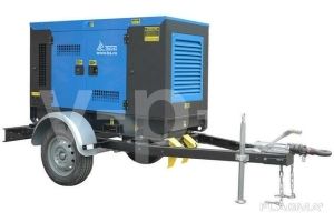 Дизельный генератор  АД-300С-Т400-1РКМ16 в шумозащитном кожухе на прицепе
